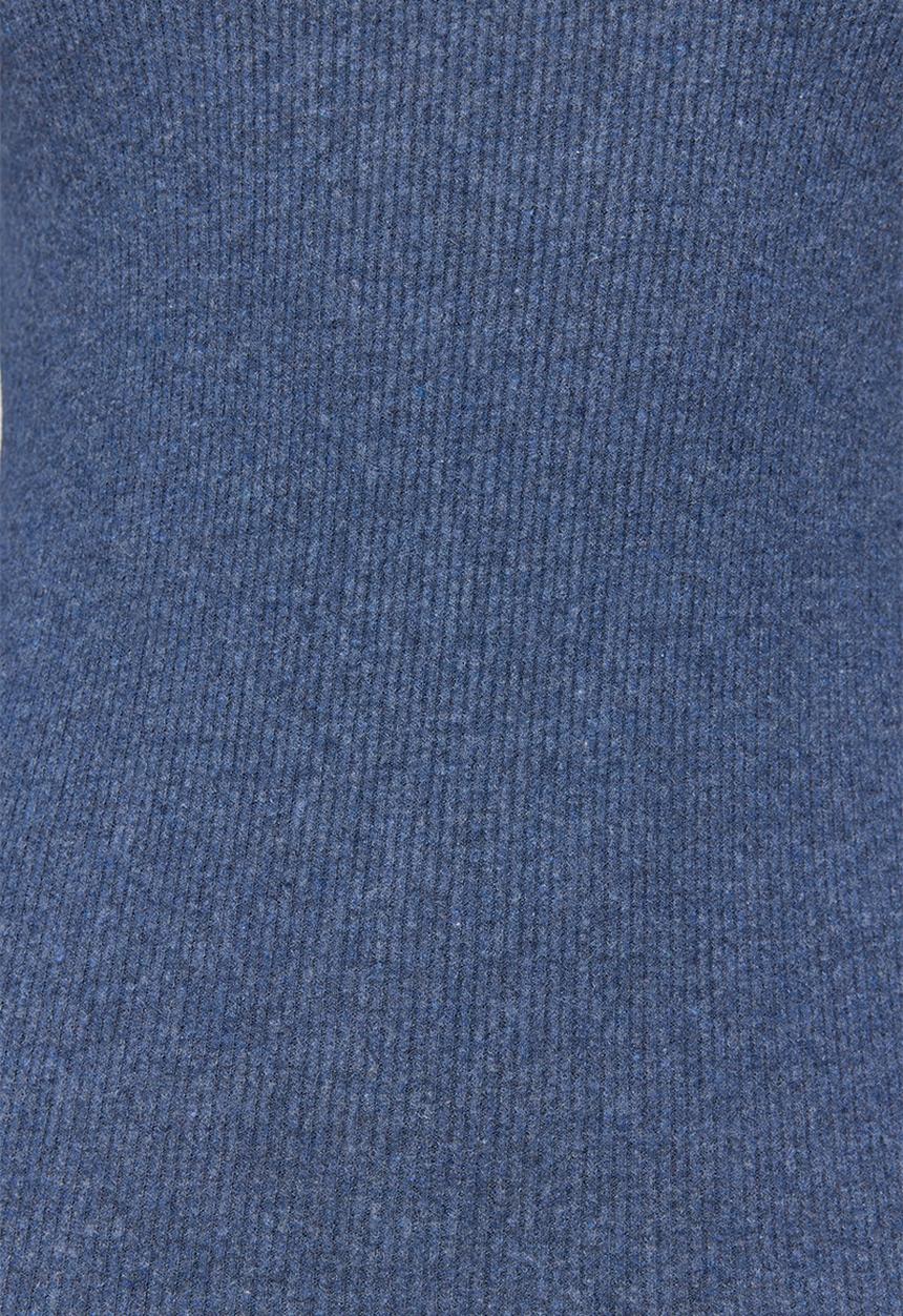 Trendyol - Mini half turtleneck ribbed stretch knit dress - indigo