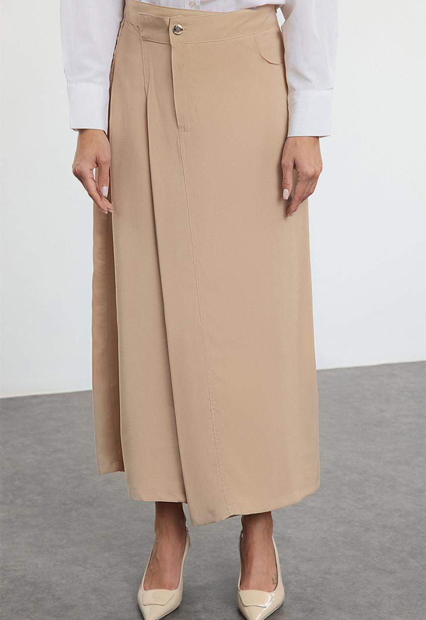 Trendyol - Flap pocket detailed woven skirt - beige