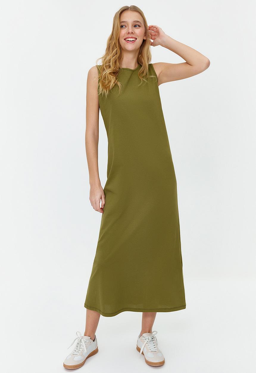 Trendyol - Sleeveless long lining undershirt dress - khaki
