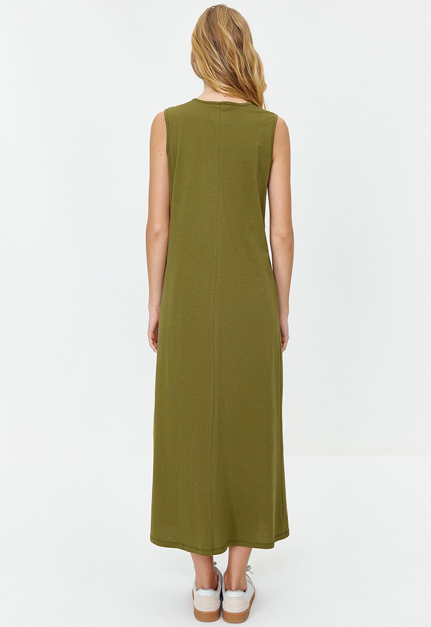 Trendyol - Sleeveless long lining undershirt dress - khaki