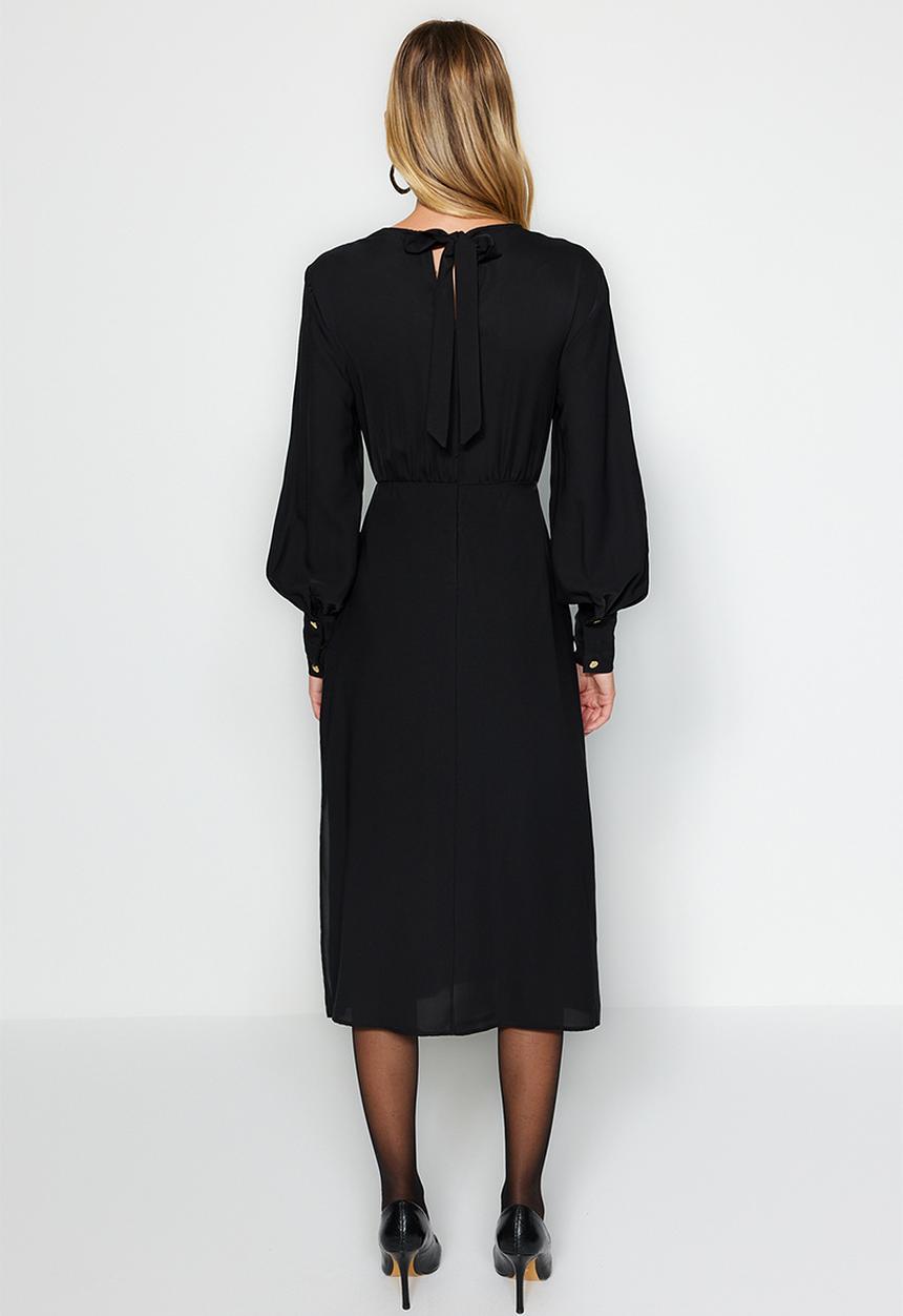 Trendyol - Midi slit woven dress  - black