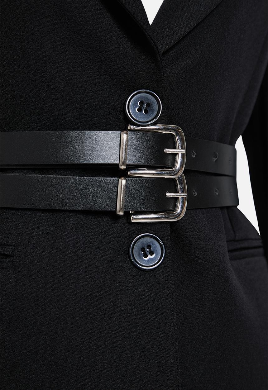 Trendyol - Double belted lined woven jacket - black