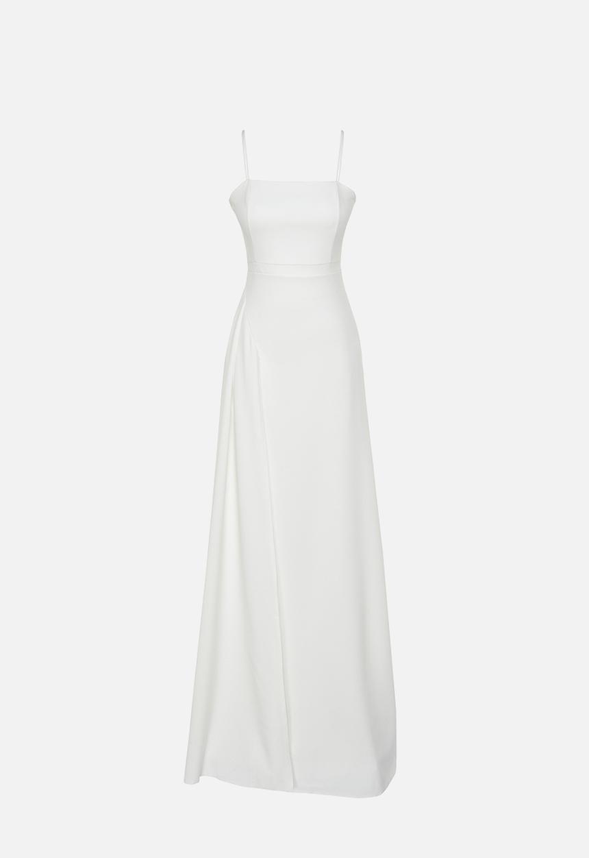 Trendyol - A-line woven elegant evening prom dress - white