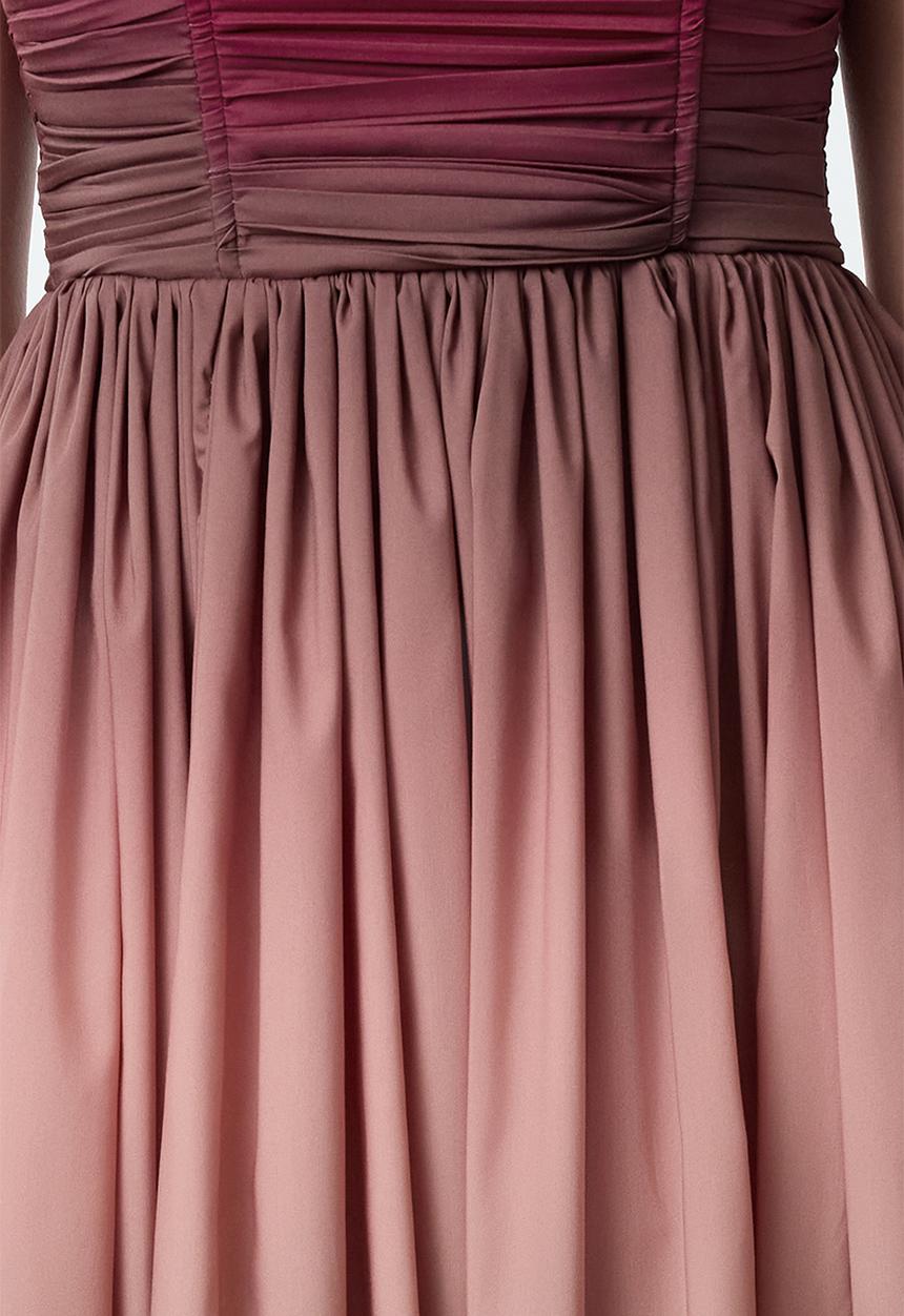 Trendyol - Gradient patterned balloon skirt detailed poplin evening prom dress  - very colorful