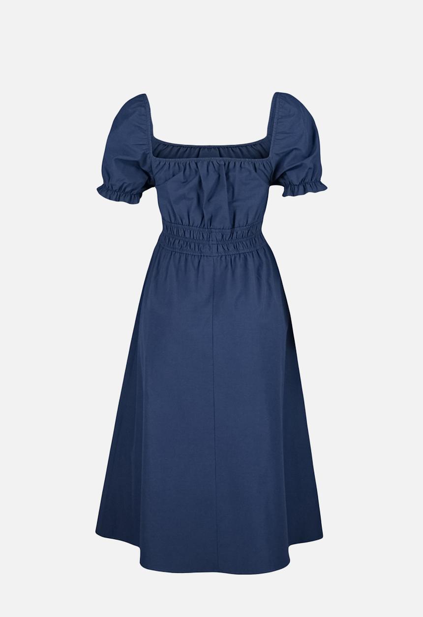 Trendyol - Balloon sleeve lined midi woven dress - navy blue