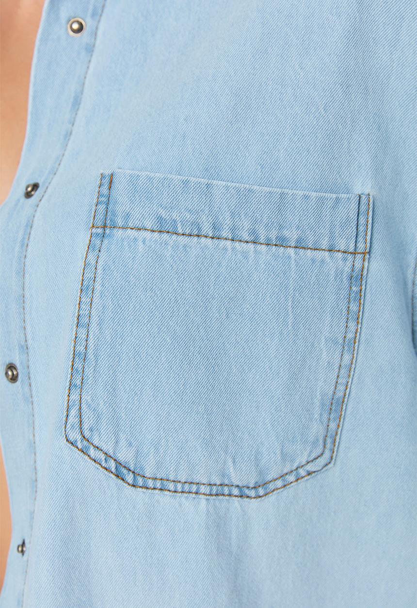 Trendyol - Basic denim shirt - blue