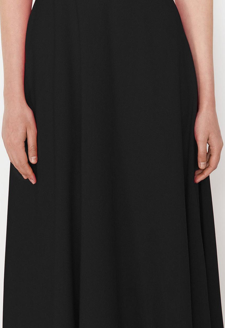 Trendyol - A-line strapless woven elegant evening prom dress  - black