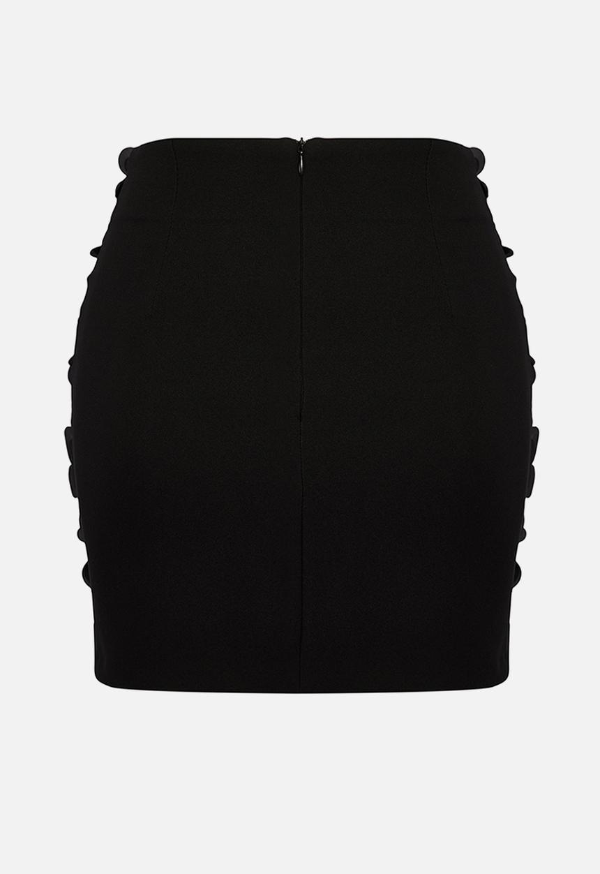 Trendyol - 3d floral woven skirt  - black
