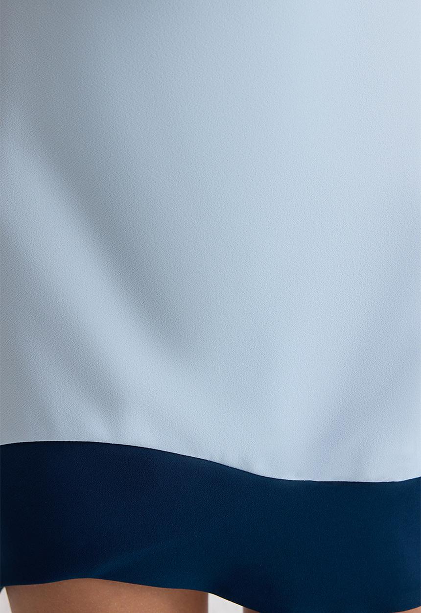 Trendyol - Body fitted white stripe detailed mini woven dress  - blue