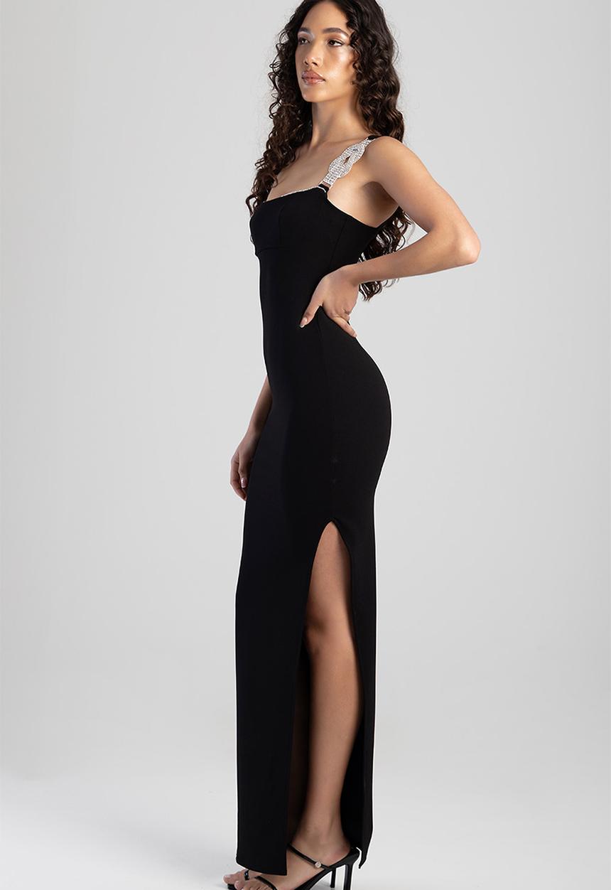 SISSY BOY - Maxi Dress With Bling Trim Straps - Black