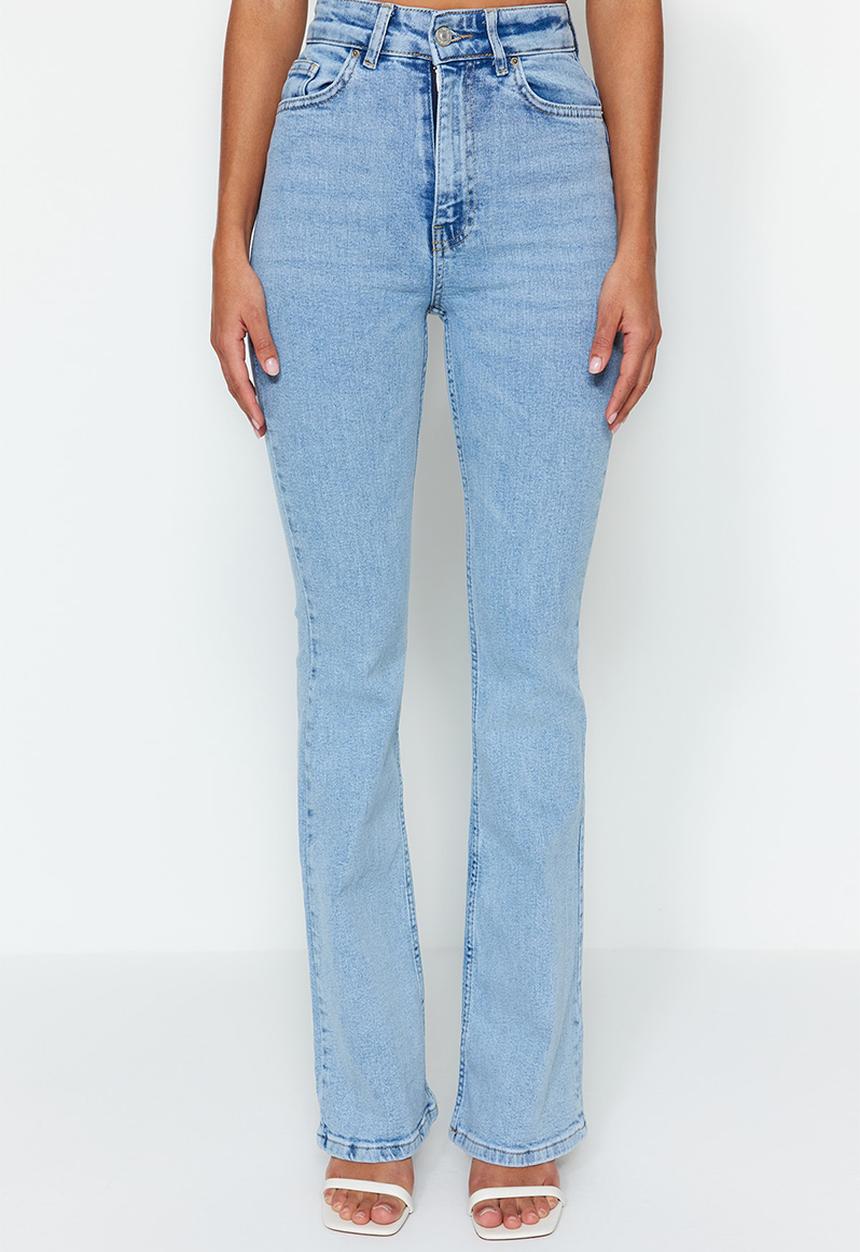 Trendyol - Sustainable high waist flare jeans  - light blue