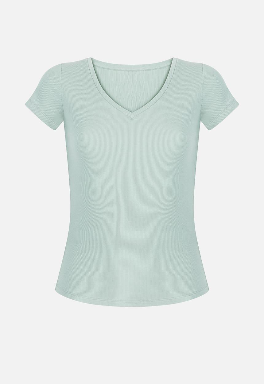 Hunkemoller - Top Ss Rib Jersey V-Neck - green