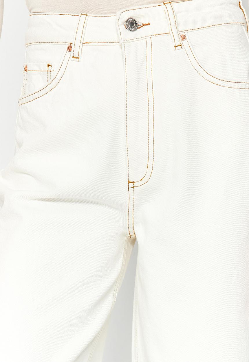 Trendyol - High waist barrel baggy jeans  - white