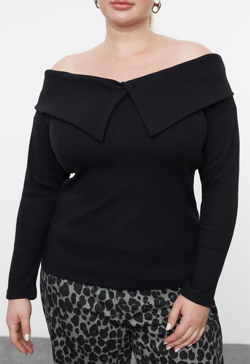 Trendyol - Plus size camisole knitted pl - black