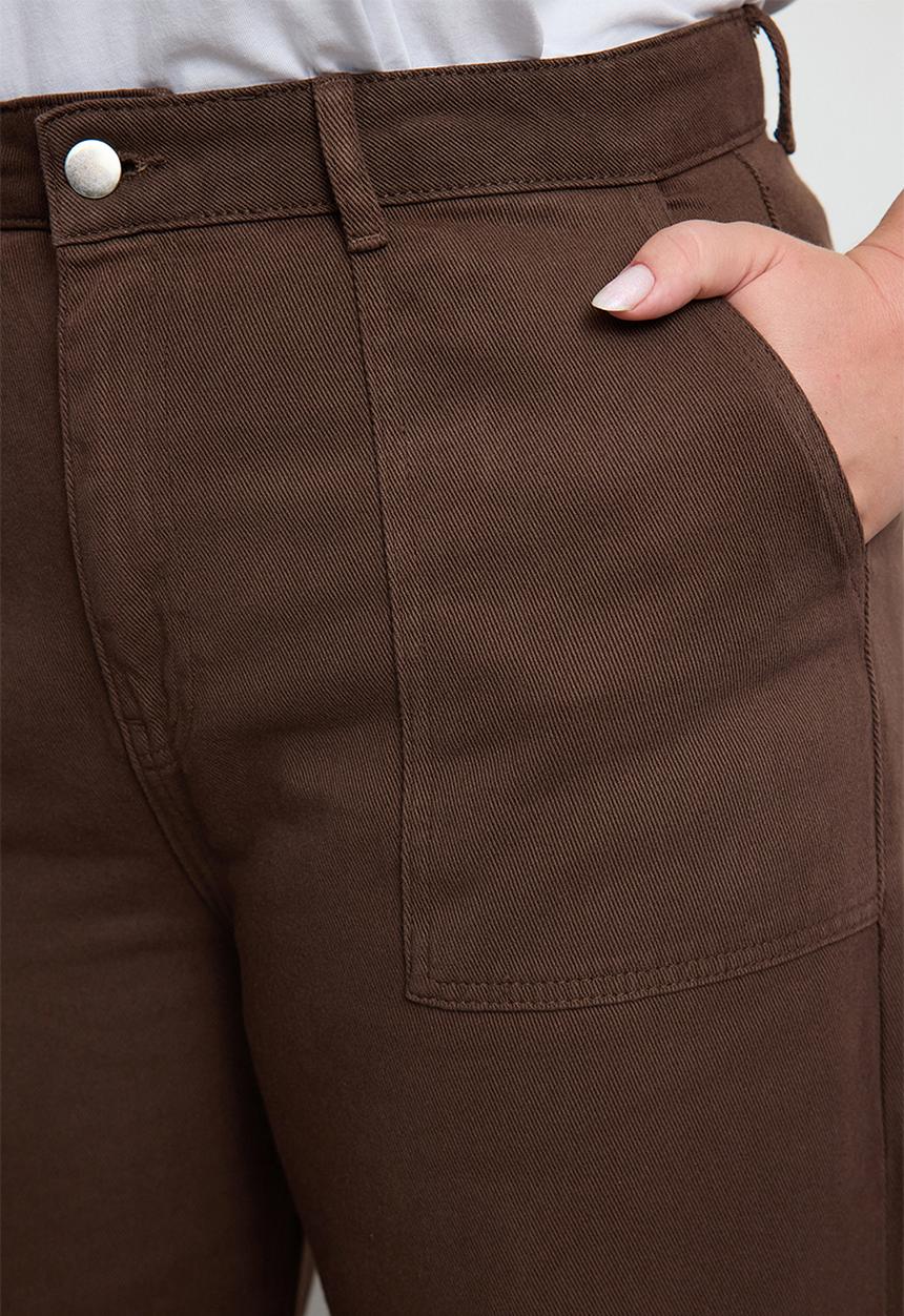 Trendyol - Plus size high waist wide leg plus size wide leg jeans - brown