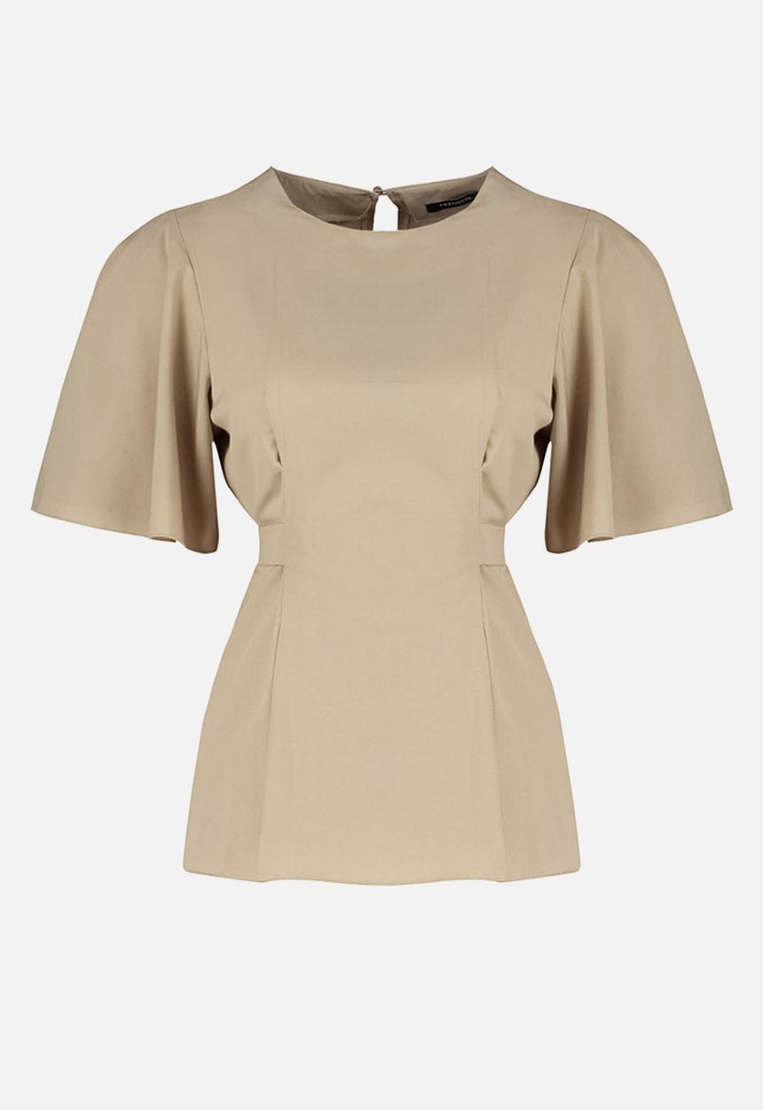 Trendyol - Plus size tie detailed blouse - beige