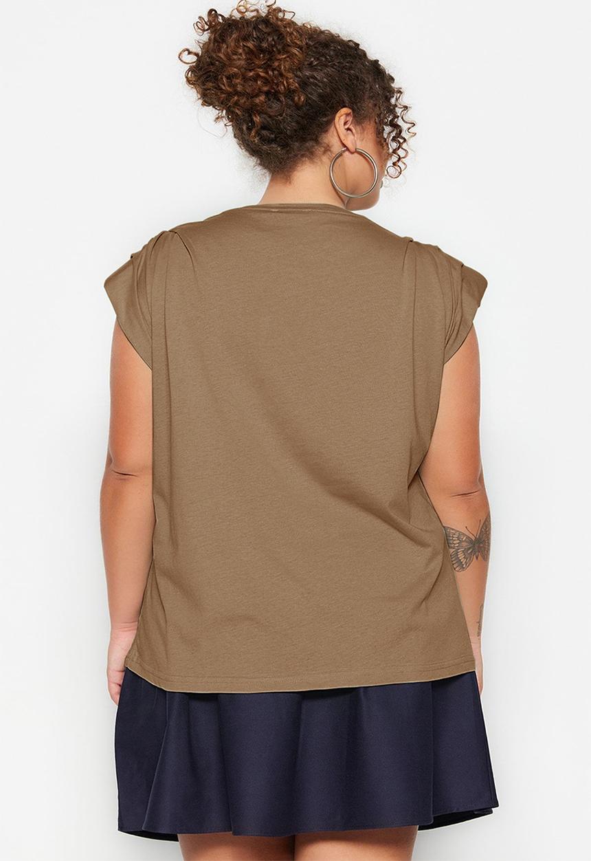 Trendyol - Plus basic  knitted  Top - camel