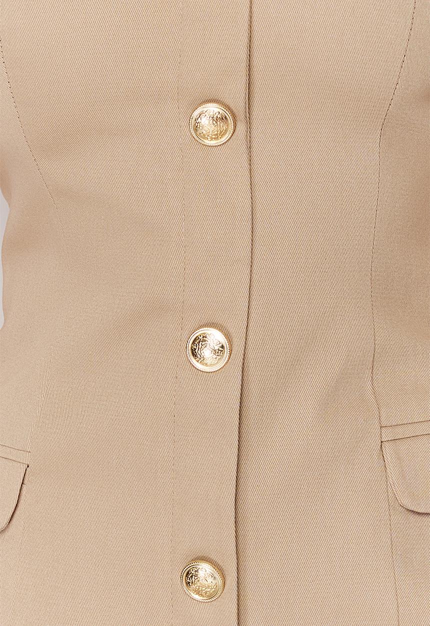 Trendyol - Premium strapless regular woven vest  - beige