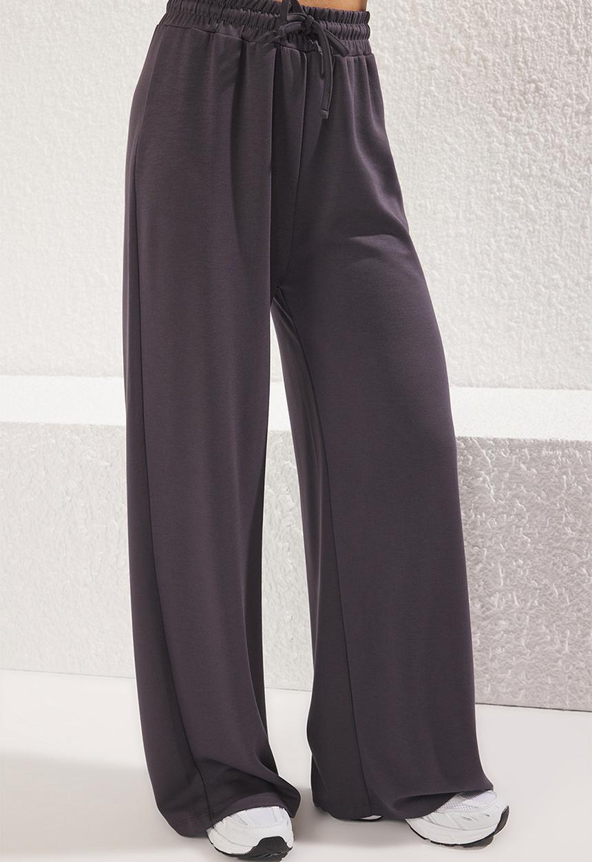 Trendyol - V-neck oversize/wide pattern knitting upper-lower set - anthracite