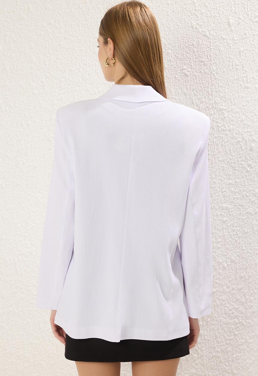 Trendyol - Padded oversize blazer jacket  - white