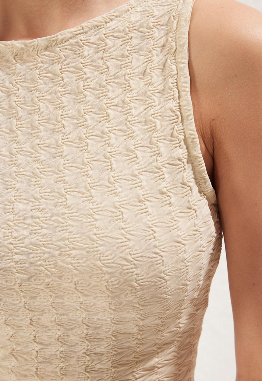 Trendyol - Backless Midi Textured Fitted Stretch Knit - Beige