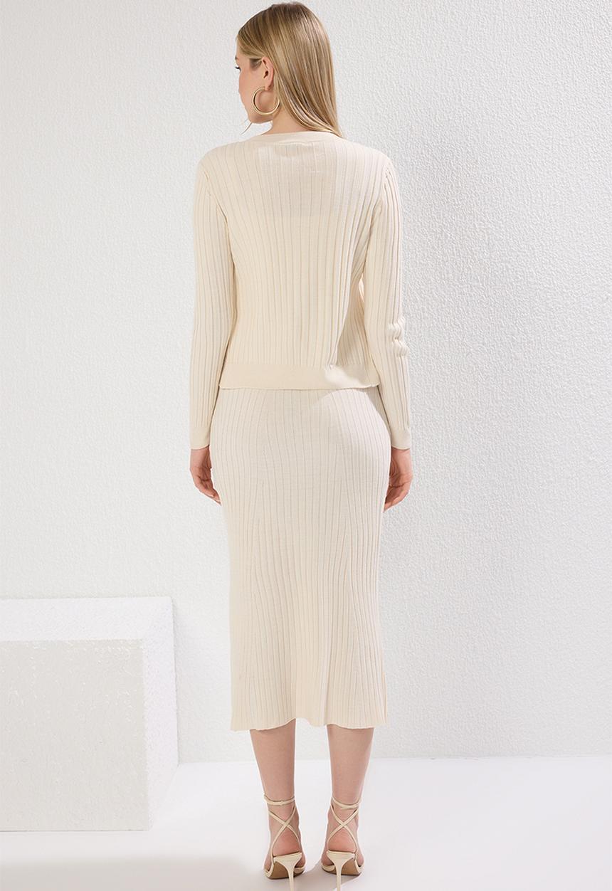 Trendyol - Midi Strappy Cardigan-Dress Dress - Stone