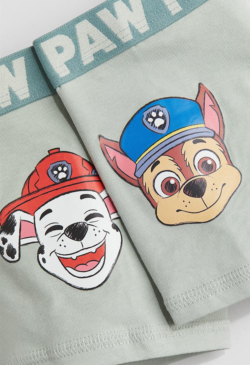 H&M - 5 pack trunks - light green & vpaw patrol 