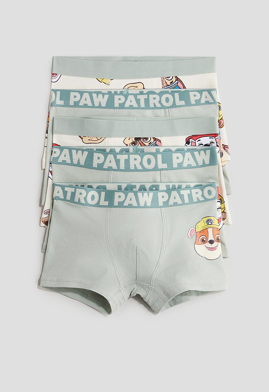 H&M - 5 pack trunks - light green & vpaw patrol 