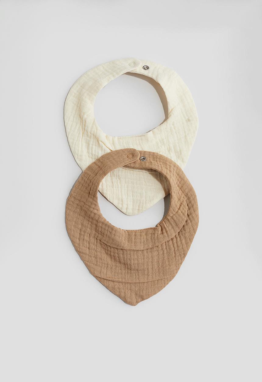 H&M - 2 pack triangular muslin scarves - cream & beige
