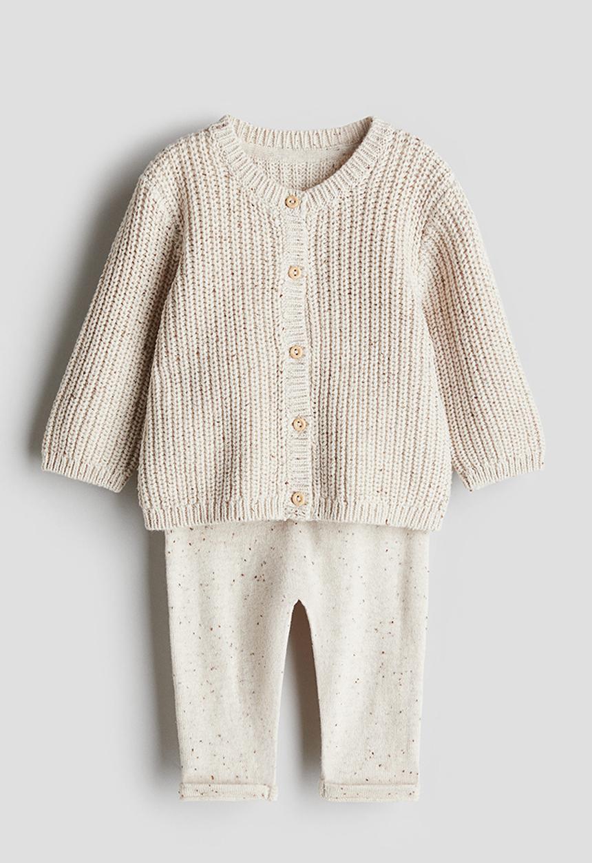 H&M - 2 piece cotton-knit set - light beige