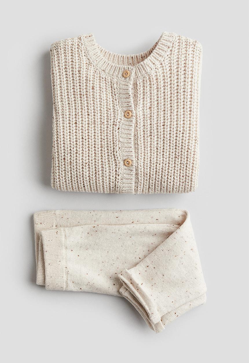 H&M - 2 piece cotton-knit set - light beige