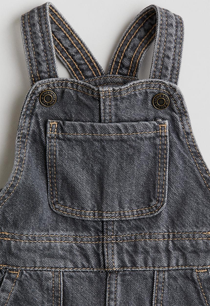 H&M - 2 piece dungaree and top set - dark grey & white