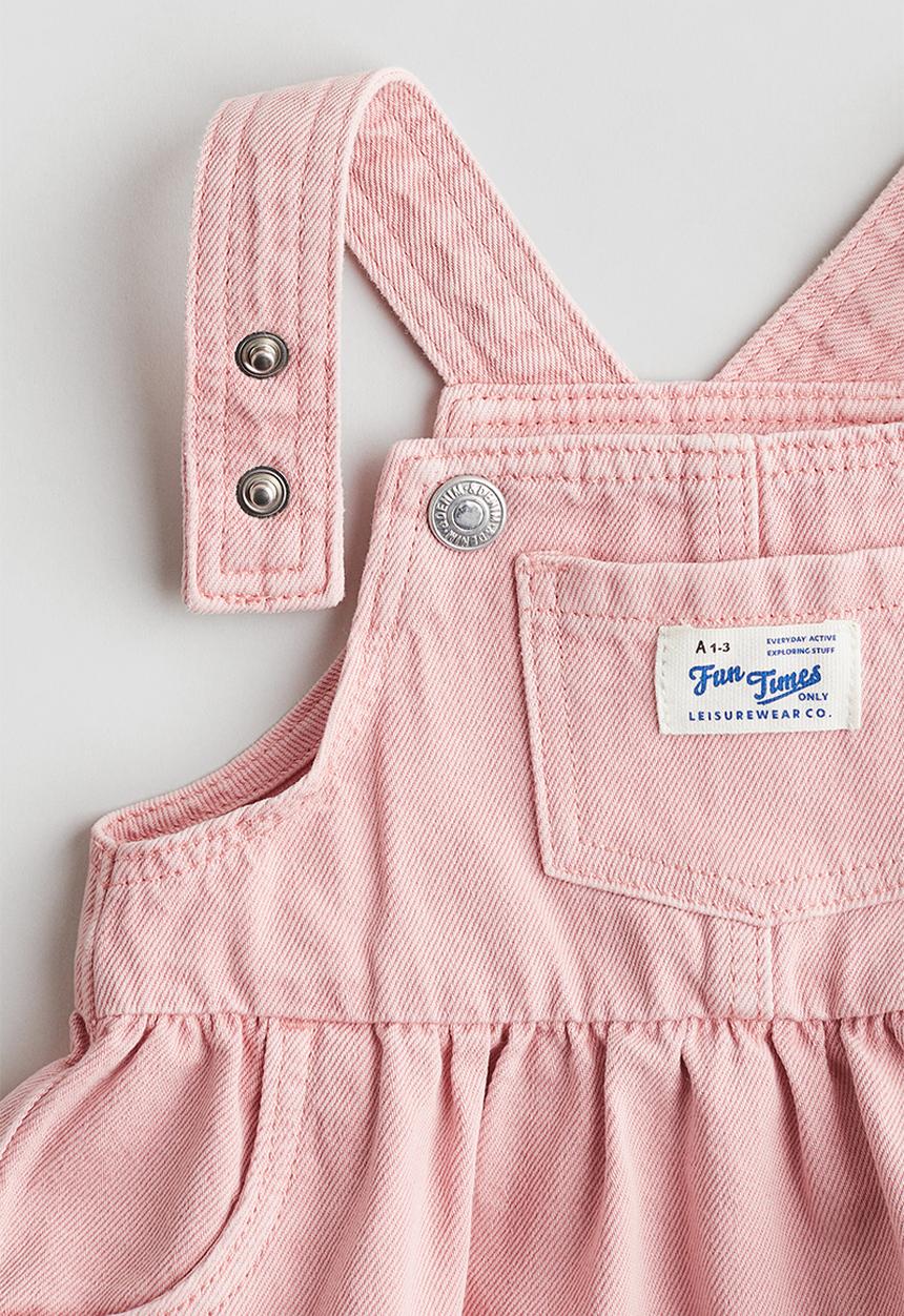 H&M - 2 piece denim dress and top set - light pink & grey
