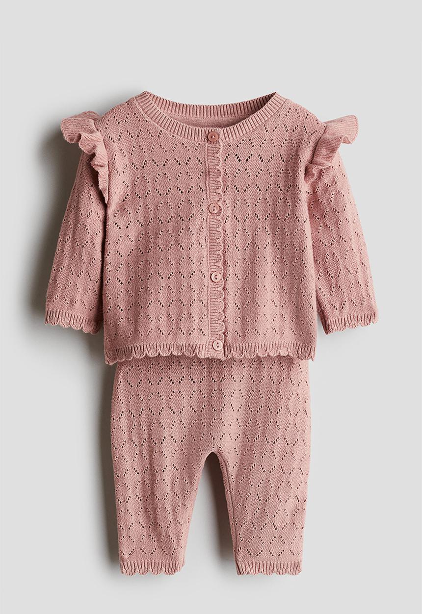 H&M - 2 piece fine-knit set - dusty pink
