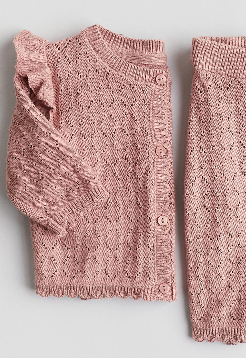 H&M - 2 piece fine-knit set - dusty pink