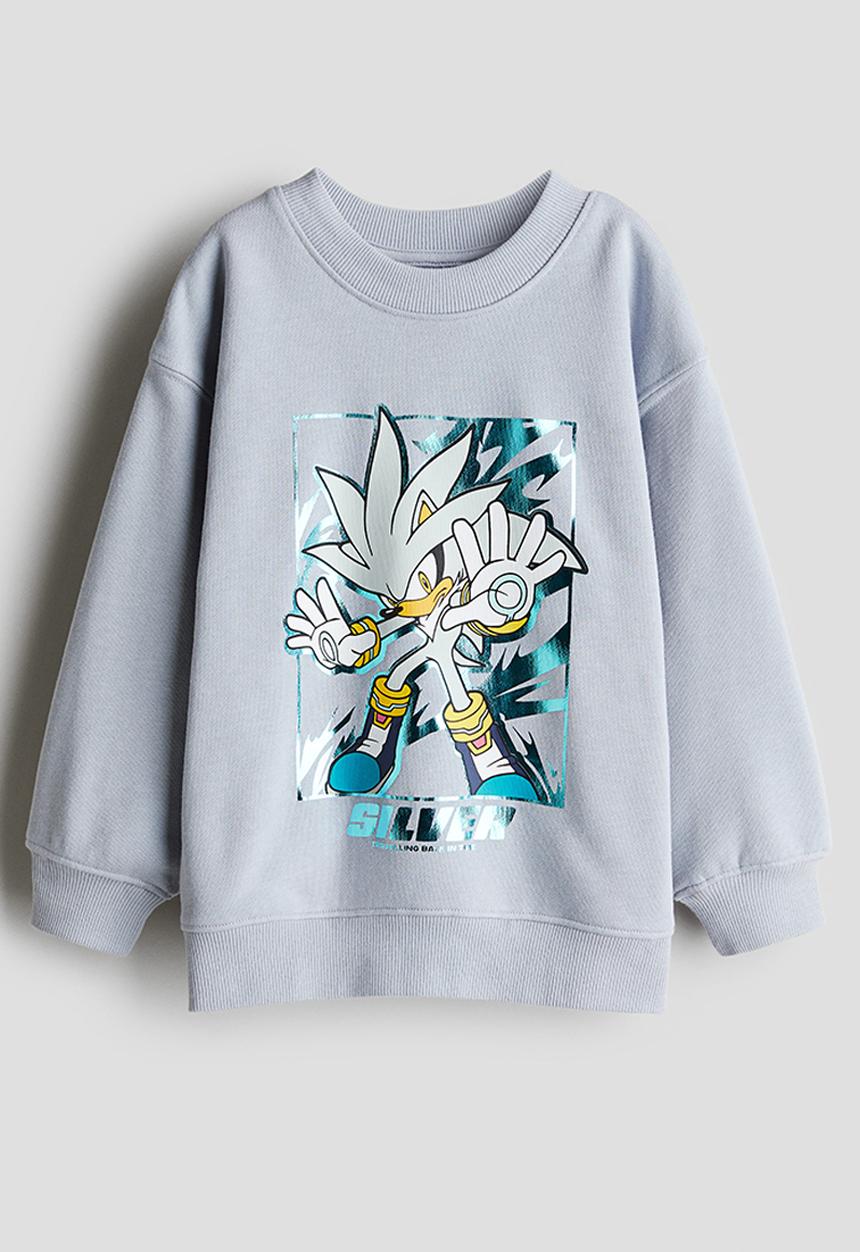 H&M - Print-motif sweatshirt - grey sonic the hedgehog