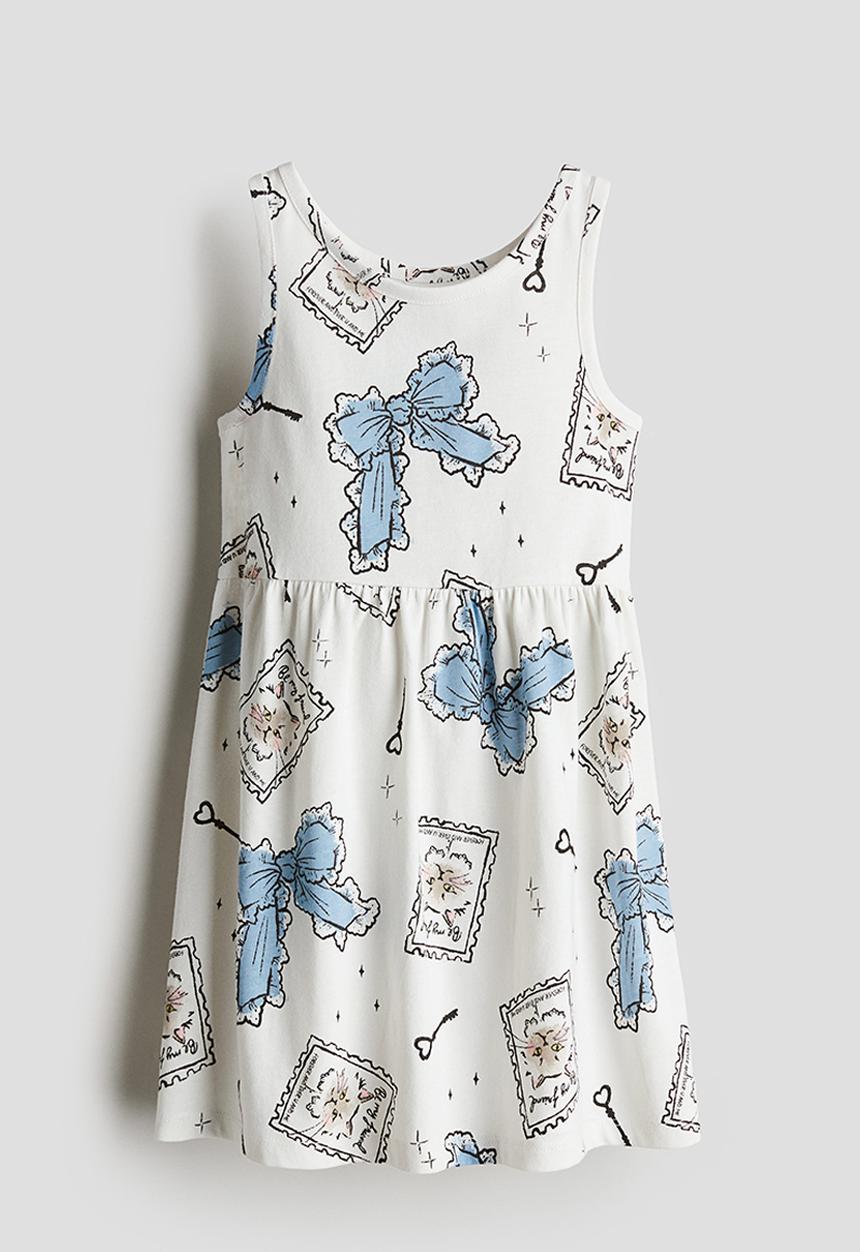 H&M - Patterned jersey dress - white bows