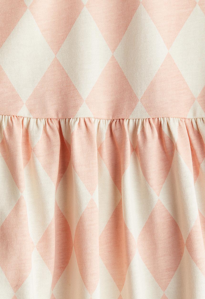 H&M - Patterned cotton jersey dress - peach harlequin-patterned