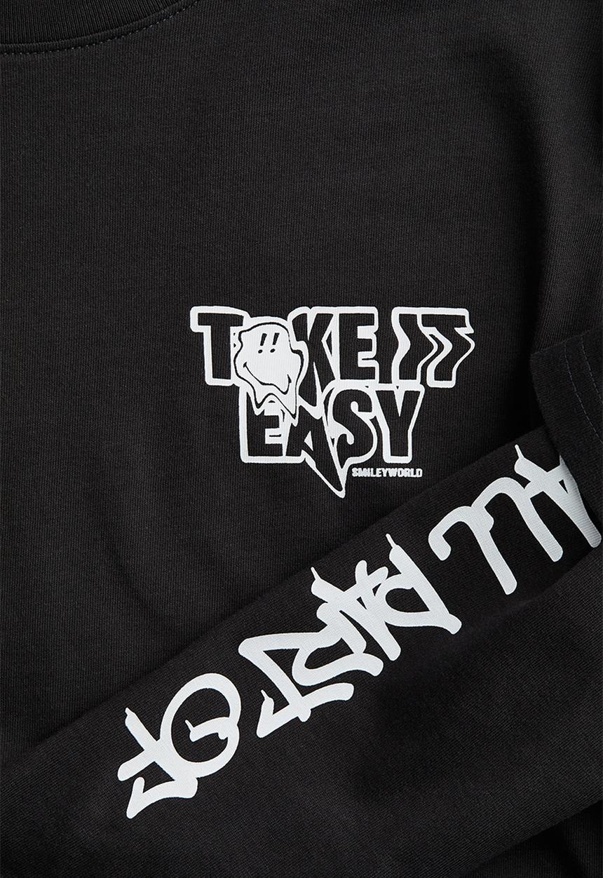 H&M - Long-sleeved t-shirt - black smileyworld®