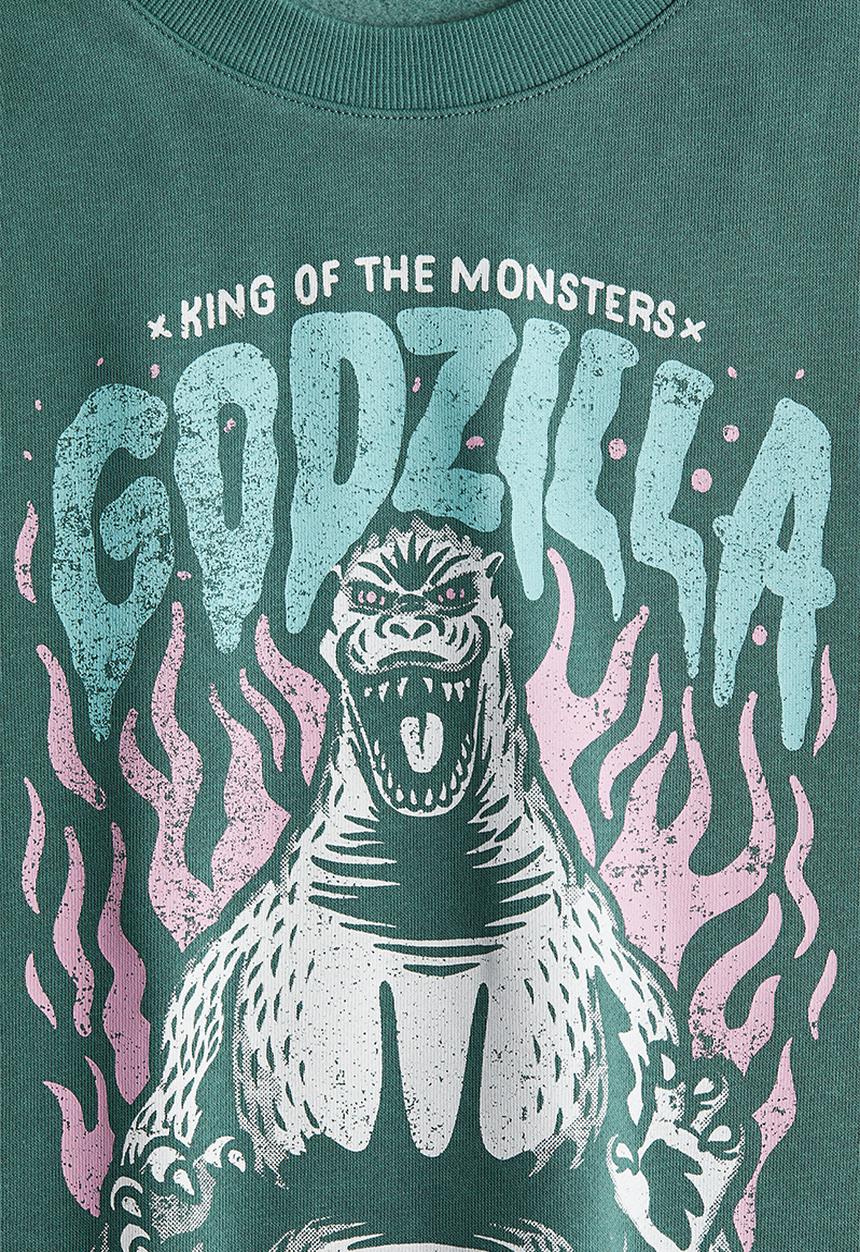 H&M - Printed sweatshirt - green godzilla