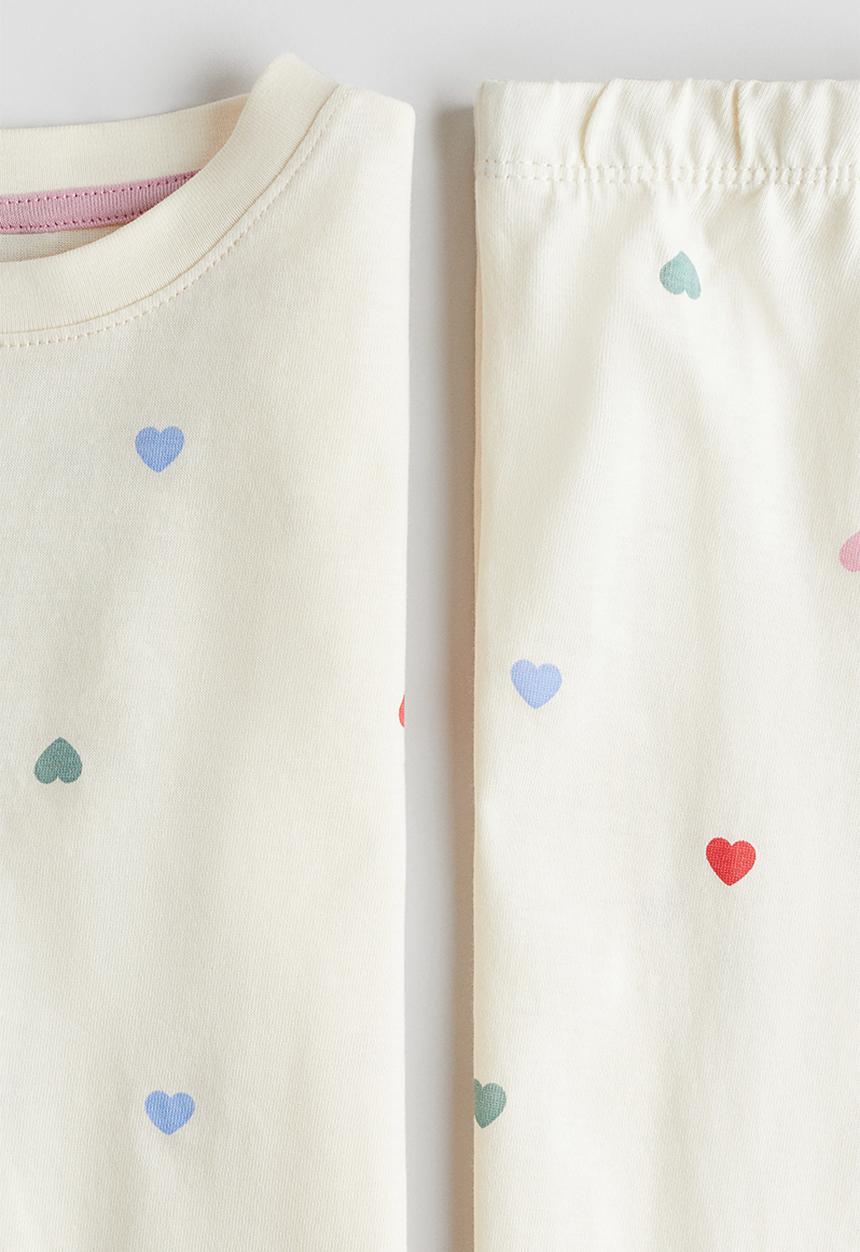 H&M - Printed cotton pyjamas - cream hearts