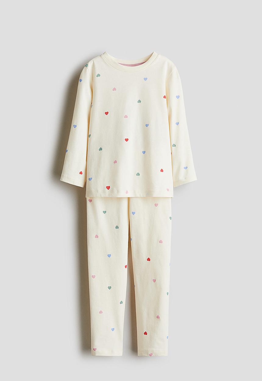 H&M - Printed cotton pyjamas - cream hearts