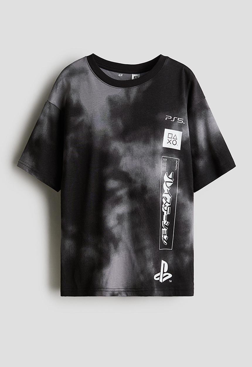 H&M - Printed cotton t-shirt - dark grey playstation