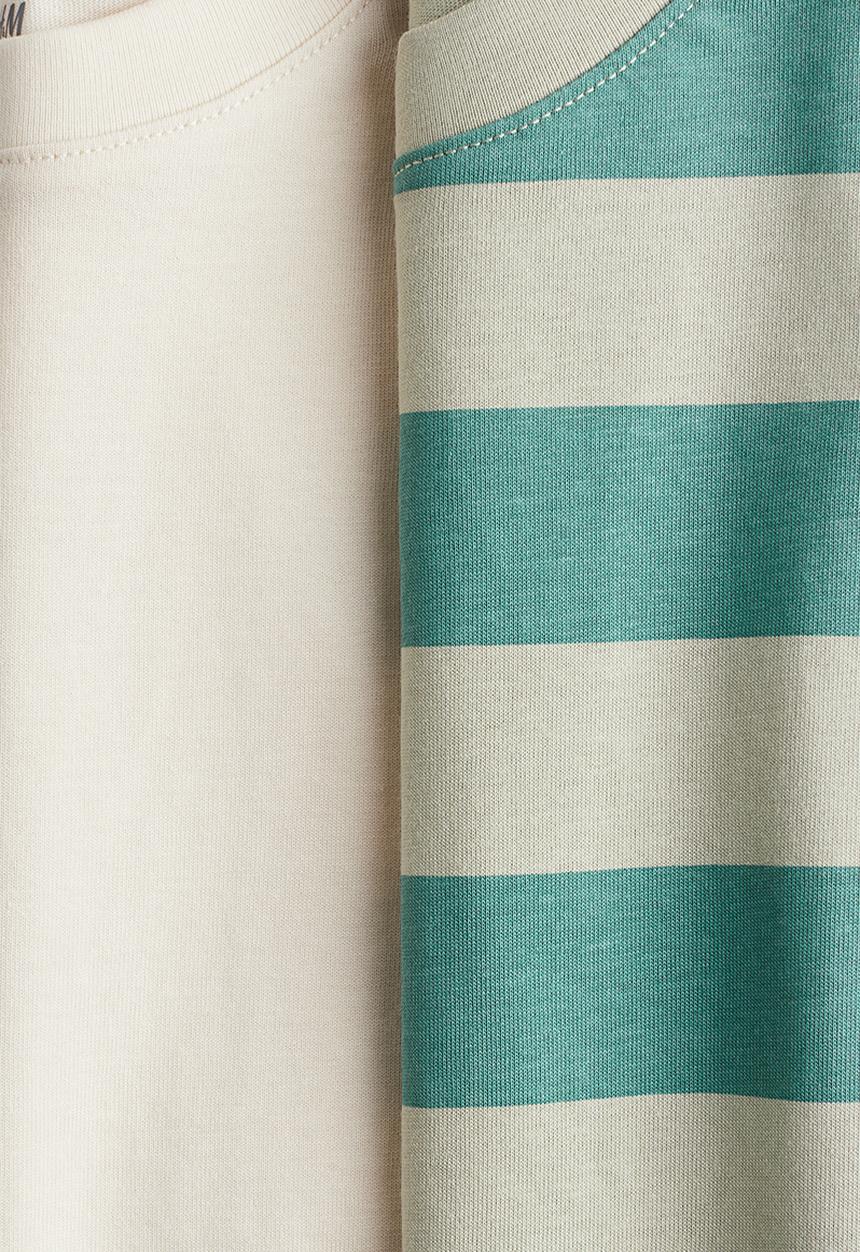 H&M - 2-Pack oversized t-shirts - green & cream