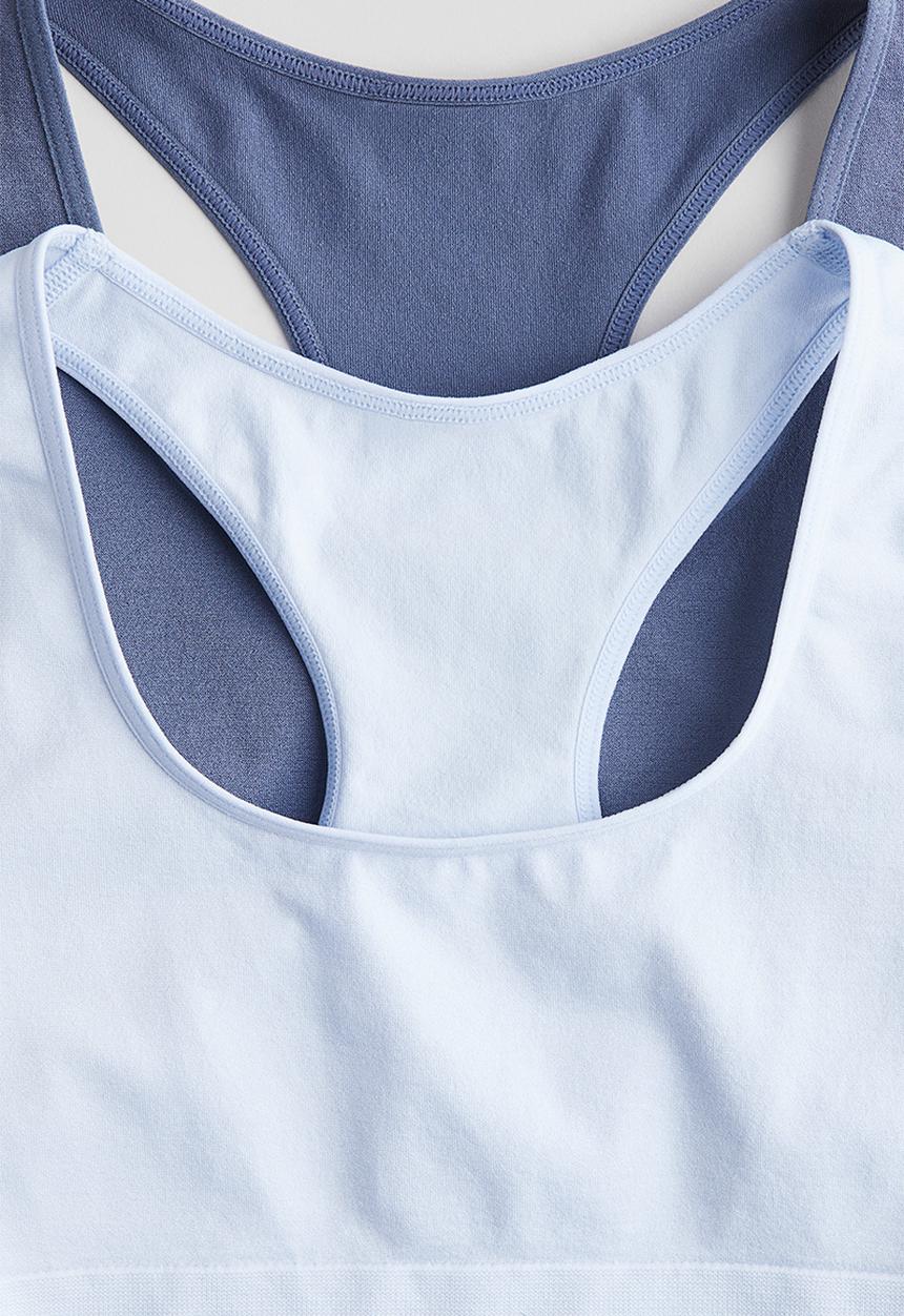 H&M - 2-Pack seamless tops - light blue & dark blue