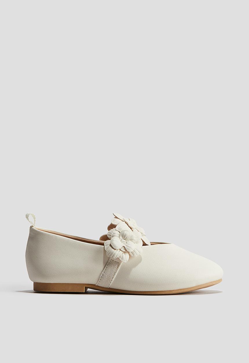 H&M - Appliquéd ballet pumps - cream