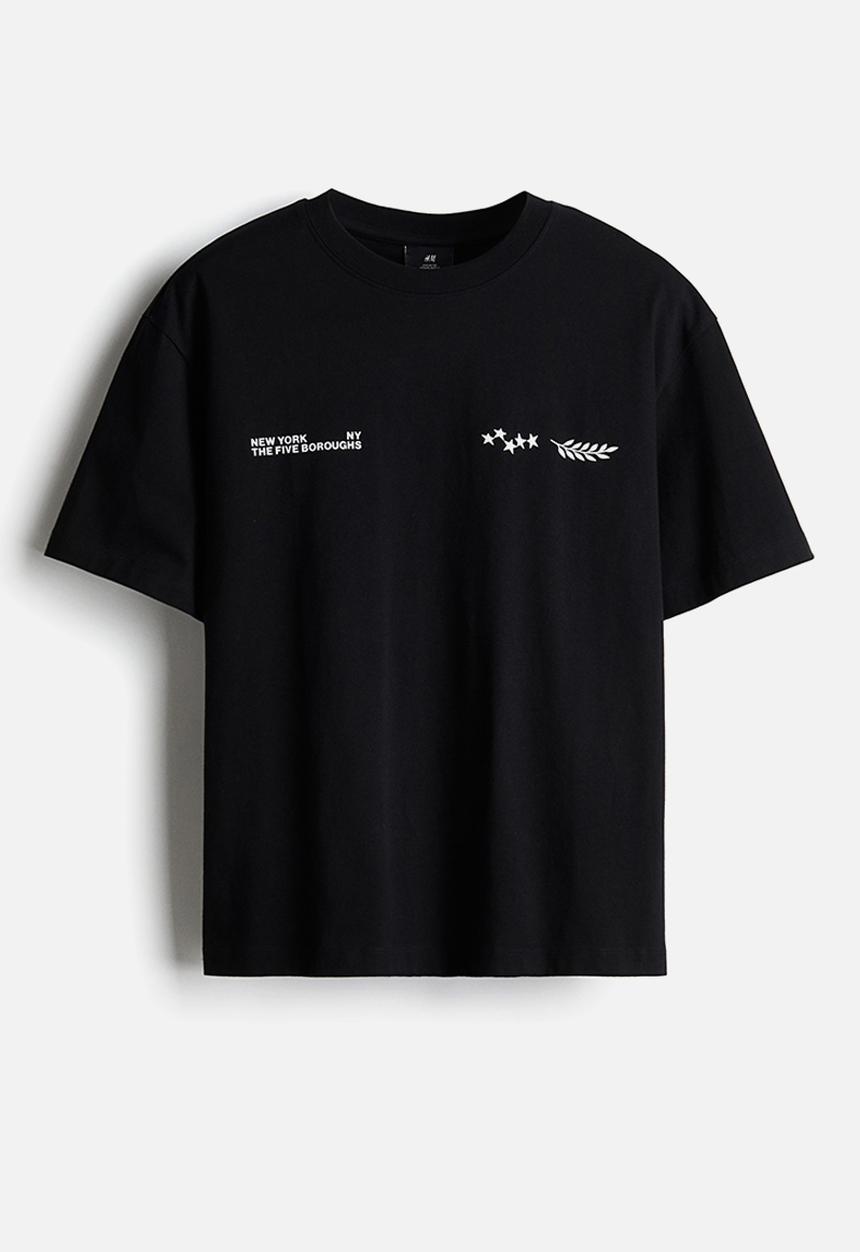 H&M - Loose fit printed t-shirt - black new yorki