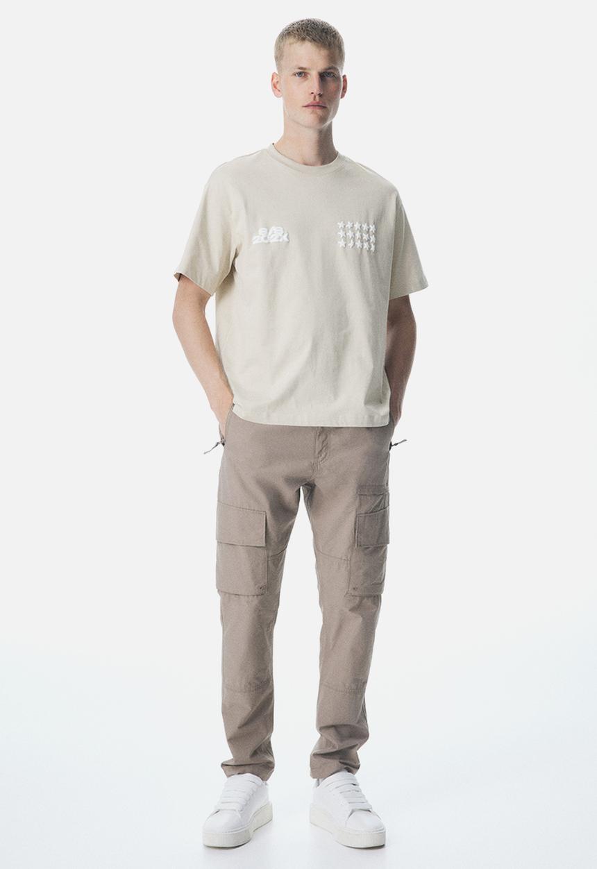 H&M - Loose fit printed t-shirt - beige stars