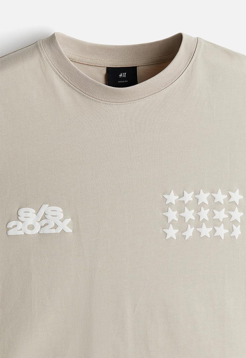 H&M - Loose fit printed t-shirt - beige stars