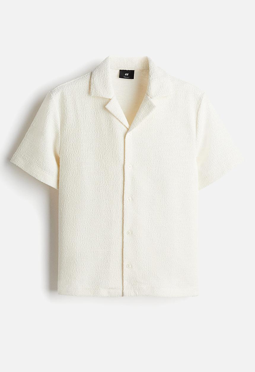 H&M - Regular fit textured resort shirt - white